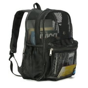 K-Cliffs Transparent Mesh Backpack Heavy Duty Student Net Bookbag Durable Security See-Through School Bag, Black
