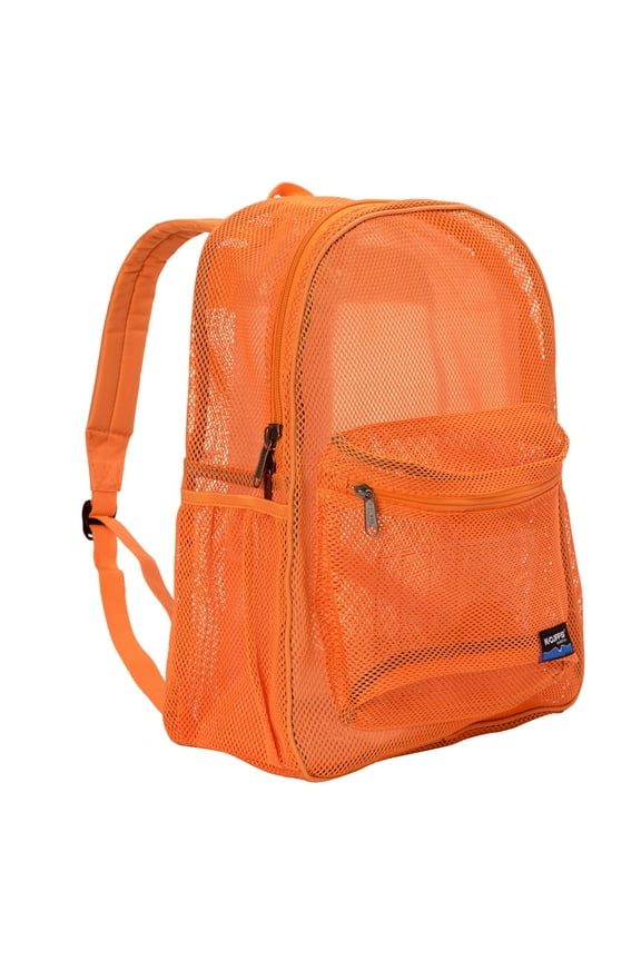 Deluxe Mesh Backpack Heavy Duty Student Net Bookbag High Quality Simple Netting School Bag Durable Security See Through Daypack Orange