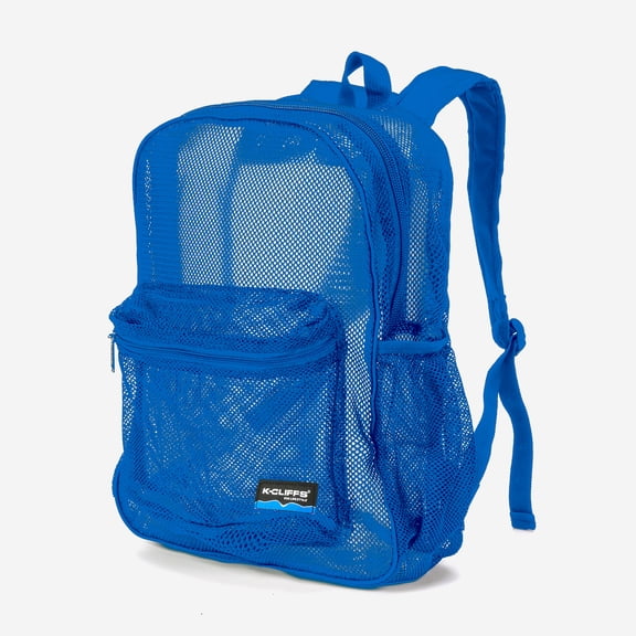 K-Cliffs Transparent Durable Mesh Backpack, Multi-Compartment Student Bookbag with Zipper Closure, Royal Blue