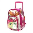 thumbnail image 1 of K-Cliffs Deluxe See-Through Clear 0.5mm PVC Rolling School Backpack, Hot Pink Trim, Unisex, Tween-Adult, 1 of 5