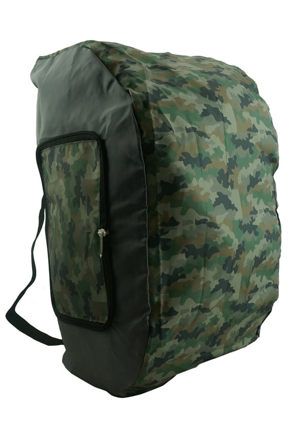 Foldable Lightweight Polyester Backpack Duffel Bag, Camo, Unisex