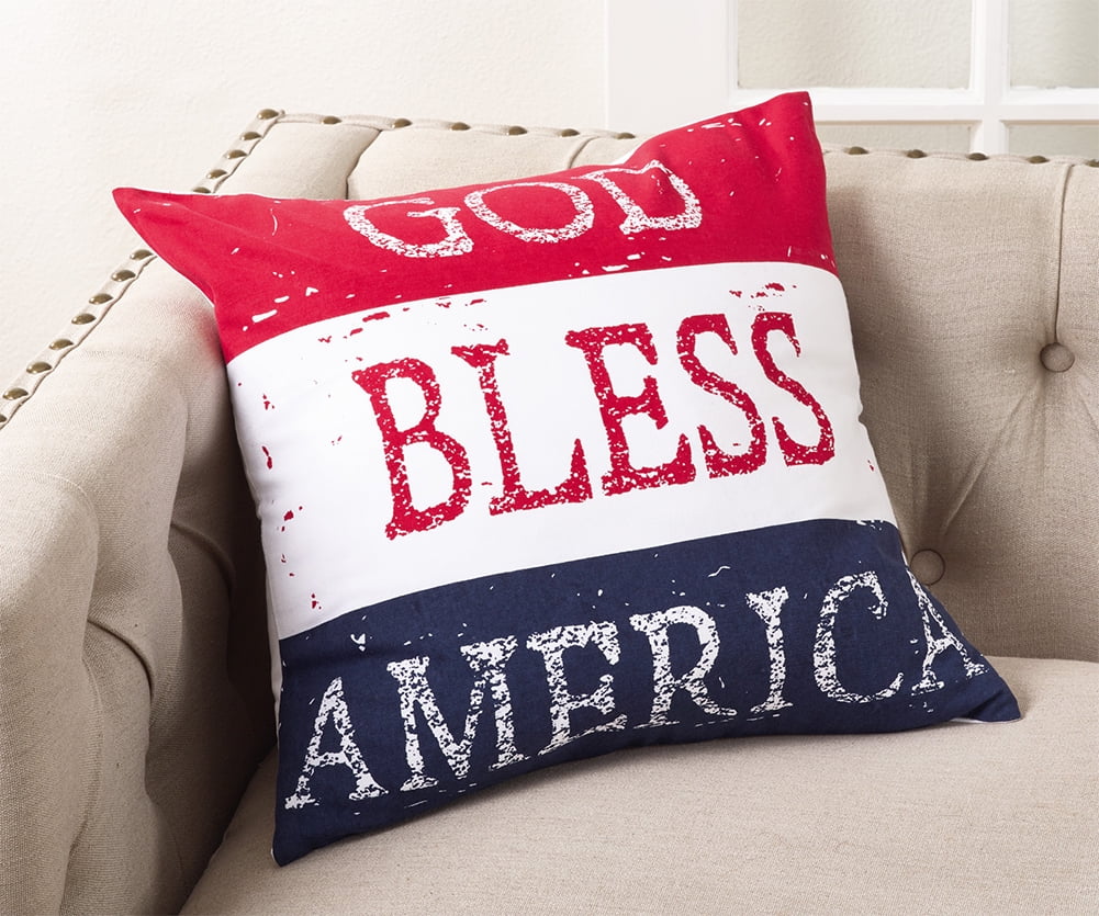 KCliffs GOD BLESS AMERICA Cotton Decorative Throw Pillow Filler