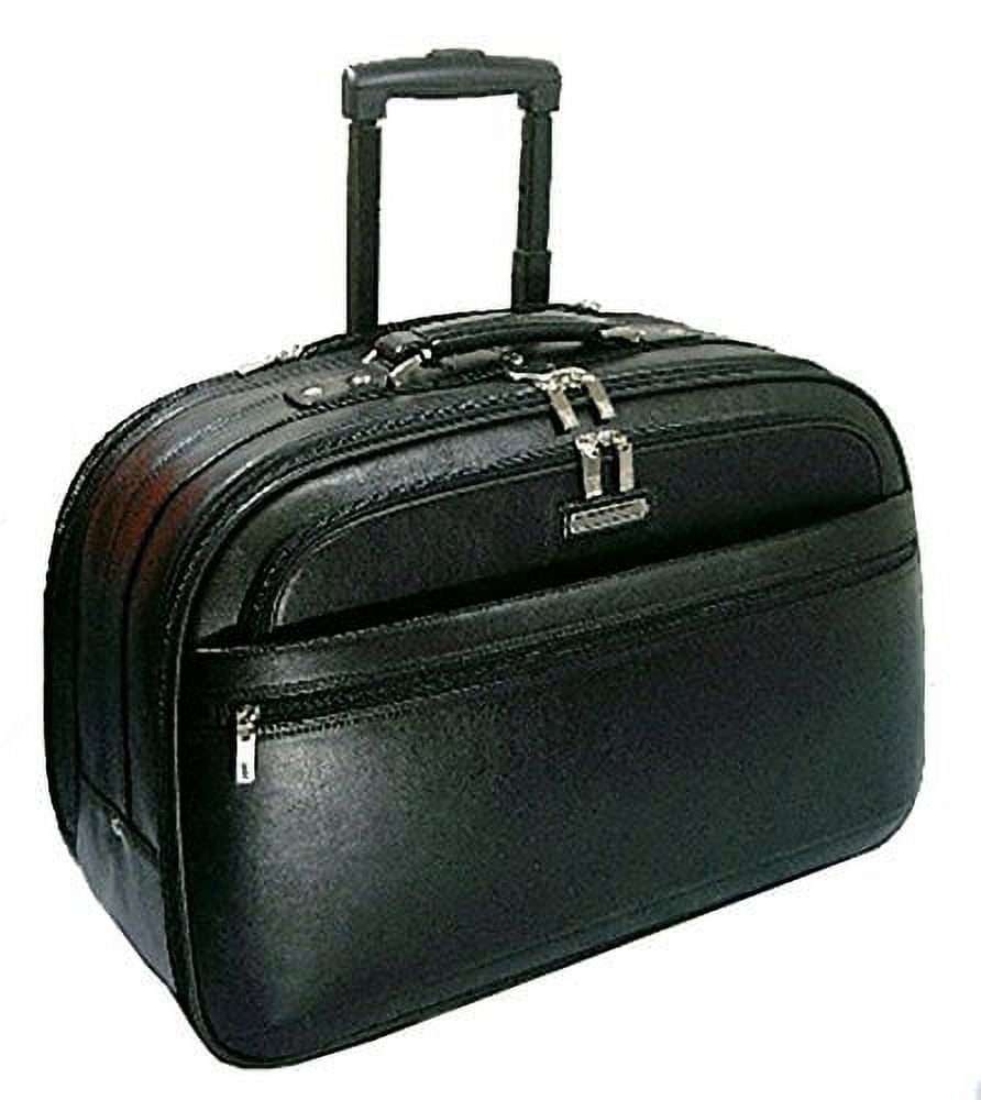 KCliffs Genuine Leather Rolling Briefcase Travel Luggage Laptop Bag
