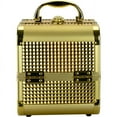 thumbnail image 1 of K-Cliffs Gold Ice Cube 2-Tier Extendable Trays Cosmetic Makeup Case w/ Mirror and Brush Holder, 1 of 7