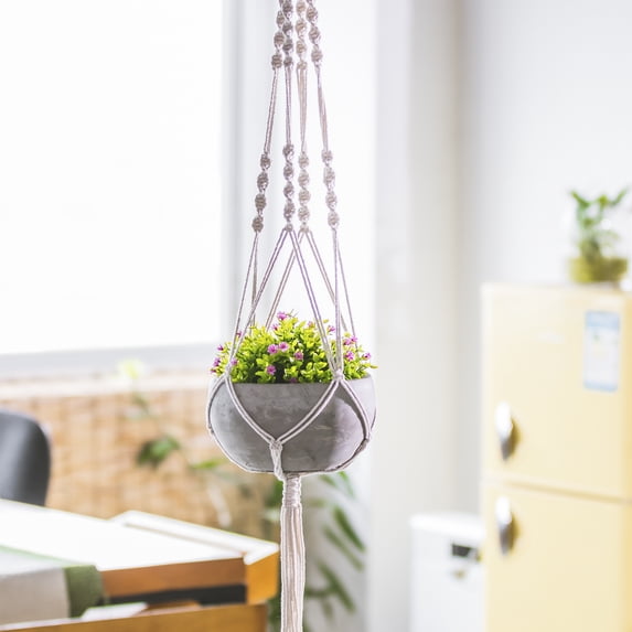 K-Cliffs Hanging Succulent Planter, Cement with Handmade Weave Macramé for Easy Design and Beautiful Accents Cement Pot