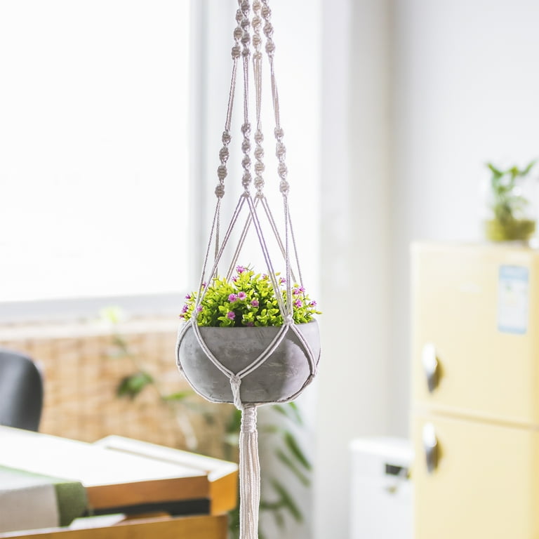 Hanging Succulent Planter, Cement Planter Includes Handmade Weave Macramé for Easy Design and Beautiful Accents Hanging Succulent Planter, Cement Planter Includes Handmade Weave Macramé for Easy Design and Beautiful Accents