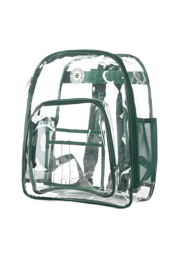 Heavy Duty Clear Backpack See Through Student Bookbag High Quality Transparent Book Bag Travel Daypack Workbag Green