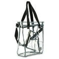 thumbnail image 1 of K-Cliffs Heavy Duty Clear Tote Bag, See Through Messenger Bag, Durable 0.5mm Vinyl, Transparent Work Bag, School Bookbag w/ Cell Phone Pouch, & Pencil / Makeup Case, Black, 1 of 10