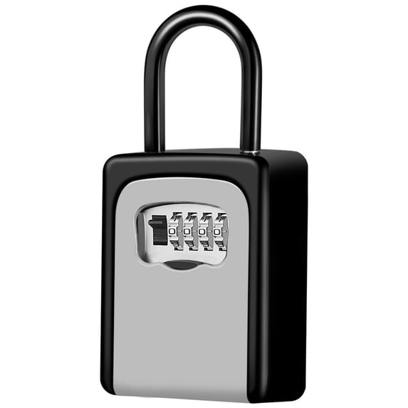 K-Cliffs Heavy Duty Lock Box Secure Portable 4 digit Combination Key Lockbox With Shackle Safe for Realtor's Open House Holds up to 5 Keys