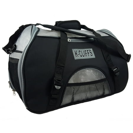 K-Cliffs Heavy Duty Soft-Sided Pet Carrier, Dog/Cat Travel Tote Foldable, Kennel Carrier with Detachable Comfortable Fleece Bed S-M Pets, Black