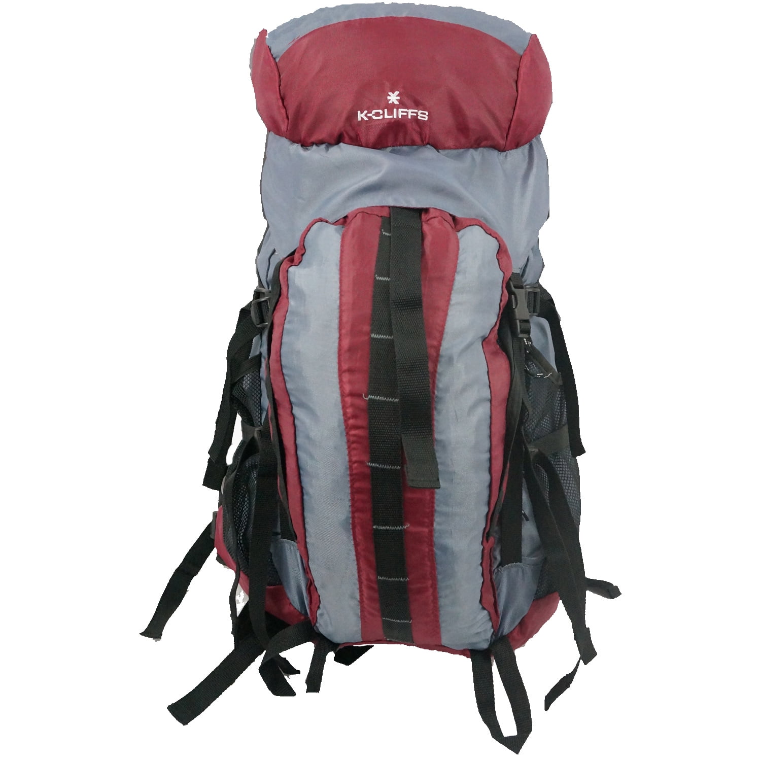 K Cliffs Hiking Backpack 50L Travel Daypack with Aluminum Frame for Camping Mountaineering Maroon Grey Unisex Walmart