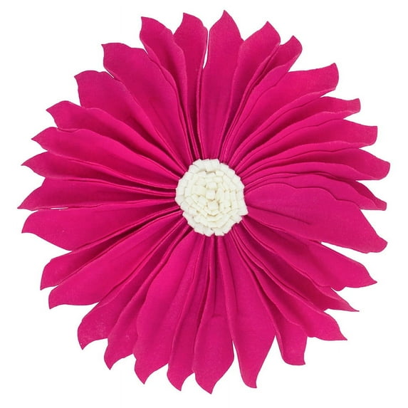 K-Cliffs Home décor Handmade 3D Small Flower Round Decorative Throw Pillow Case, Color Fuchsia