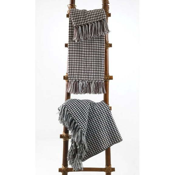K-Cliffs - Houndstooth Fringe Soft Throw Blanket - Black/White - 50"x60"