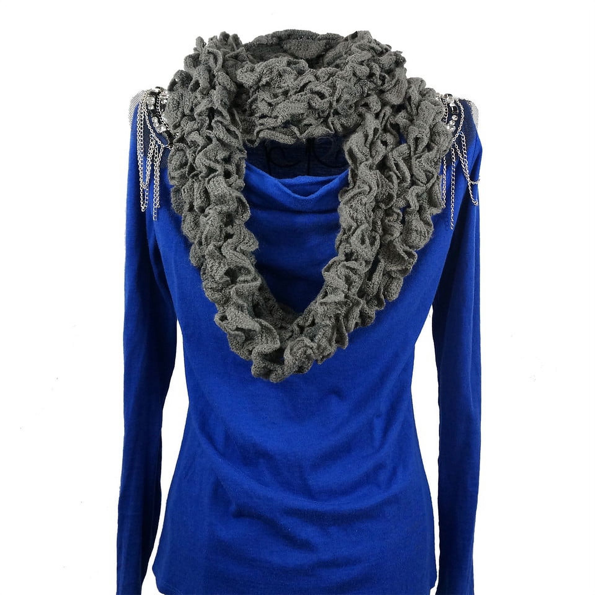 K-Cliffs Juniors-Women's Soft Knitted Ruffle Infinity Scarf , One Size, Slate