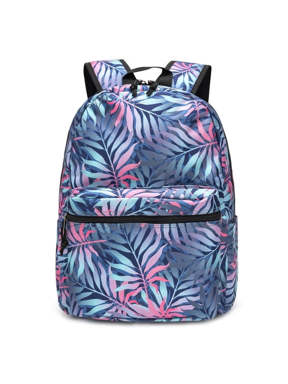 Large 18" Printed School Backpack, Simple Pattern Bookbag, Travel w/Side Pocket, Ages: 8-Adult