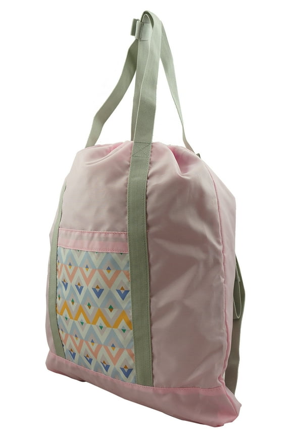 Lightweight 2-in-1 Polyester Drawstring Backpack/Tote Bag, Pink, Unisex