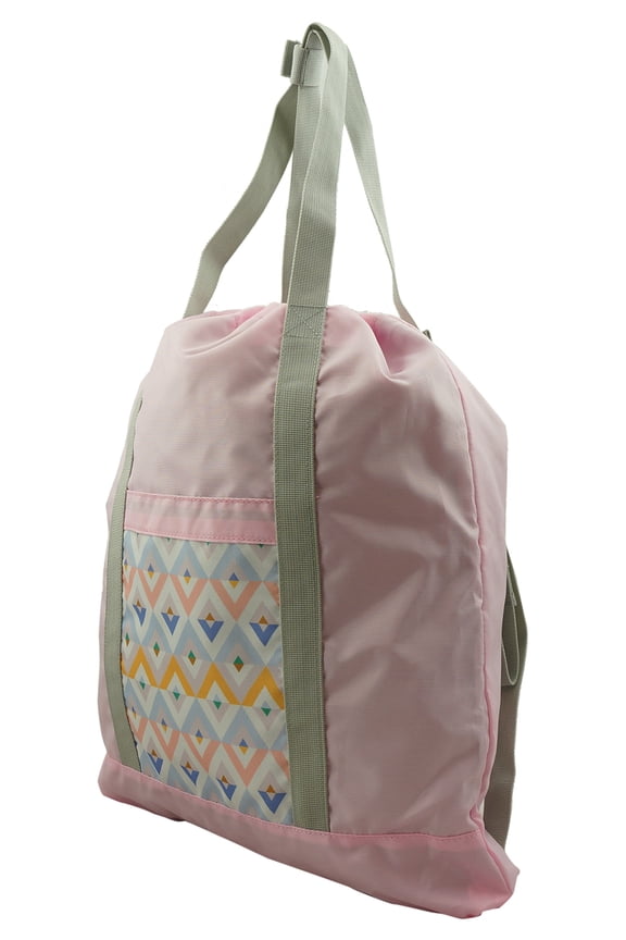 Lightweight 2-in-1 Polyester Drawstring Backpack/Tote Bag, Pink, Unisex
