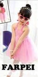 K-Cliffs Little Girls Sequins Shimmery Pleated 100% Mesh Halter Dress, Pink 130