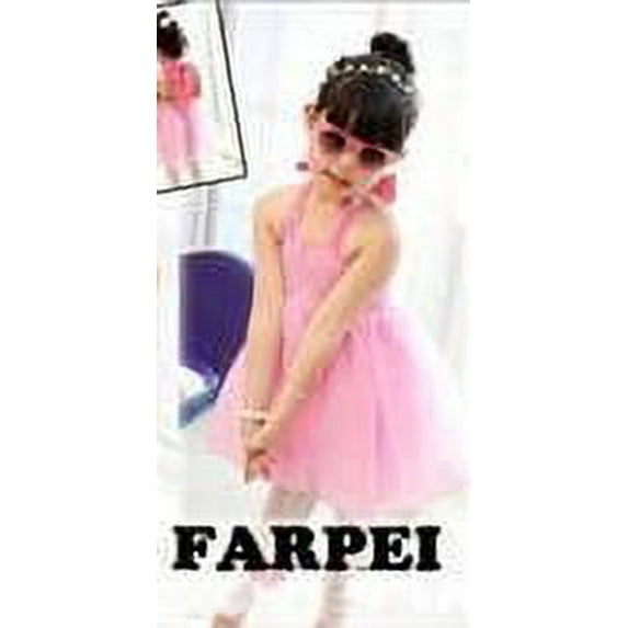 K-Cliffs Little Girls Special Occasion Sequin Shimmery Pleated Mesh Halter Dress, Pink 3Y