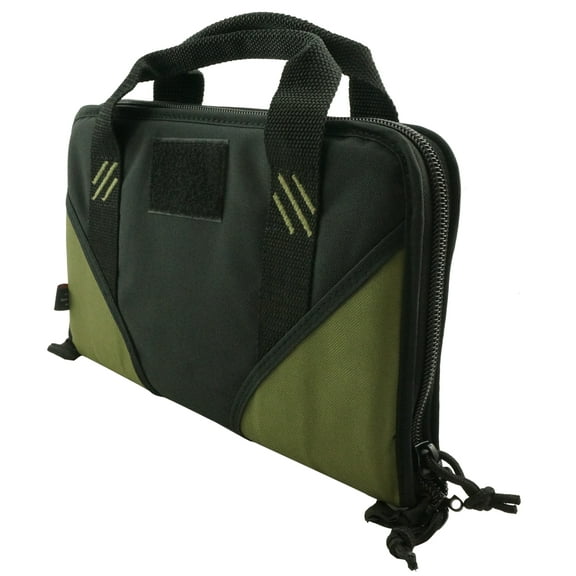 K-Cliffs Memory Foam Pistol Case Lockable Soft Sided Padded Handgun Carrying Storage Bag with 6 Magazine Pockets Black Olive Green Dimensions: 14"x8.5"x 2.5". Polyester