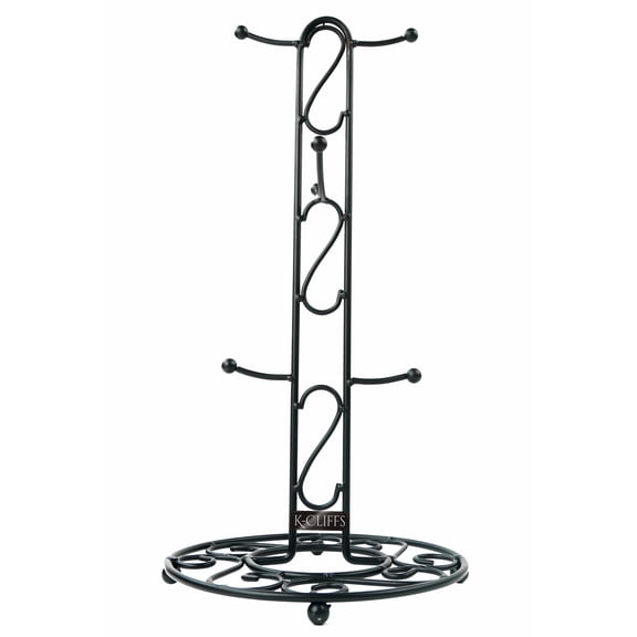 K-Cliffs Metal Coffee Cup Holder. Kitchen Coffee Mug Tree for Countertops, Tea Cup Holder Stand in Color Black