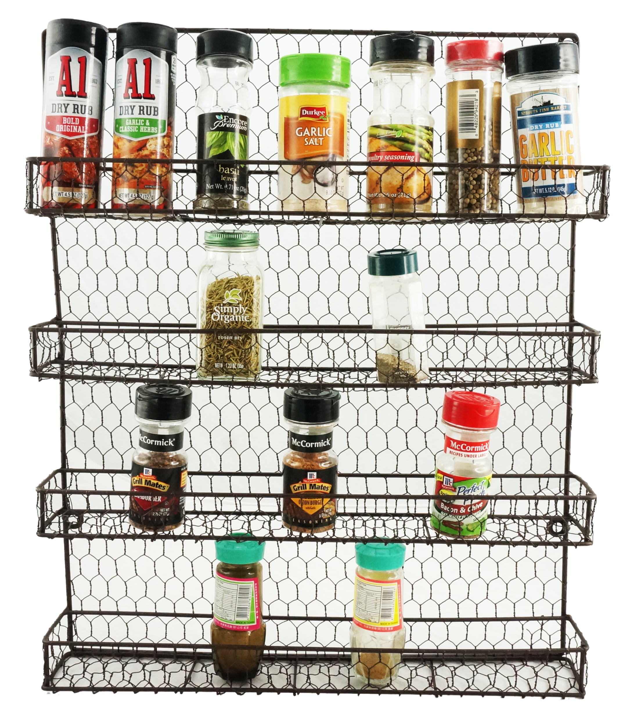 K-Cliffs Metal Spice Rack Kitchen Wall Mount 4 Tier Organizer Pantry ...
