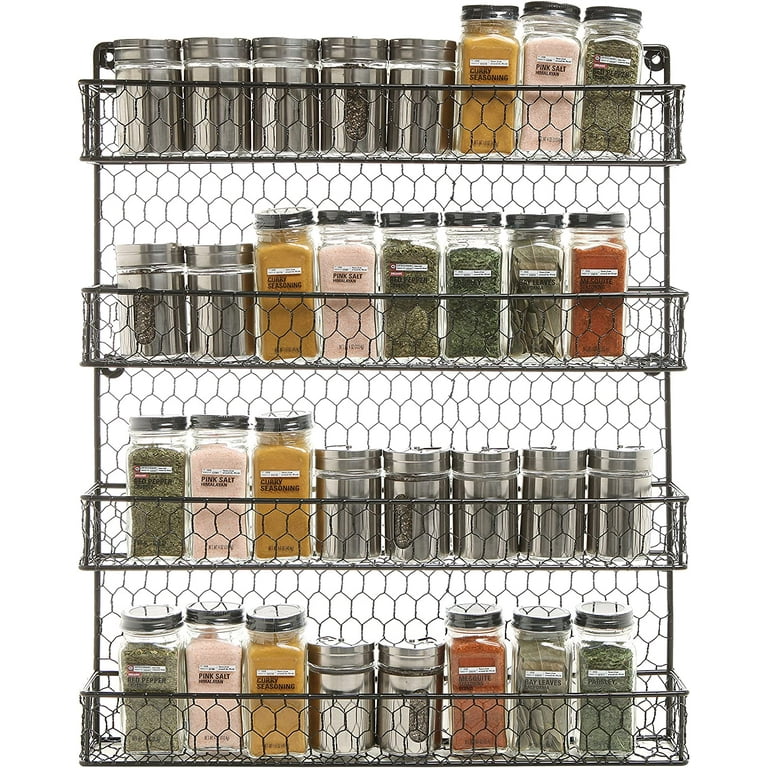 Free Shipping! K-Cliffs Metal Spice Rack Wall Mount 4 Tier