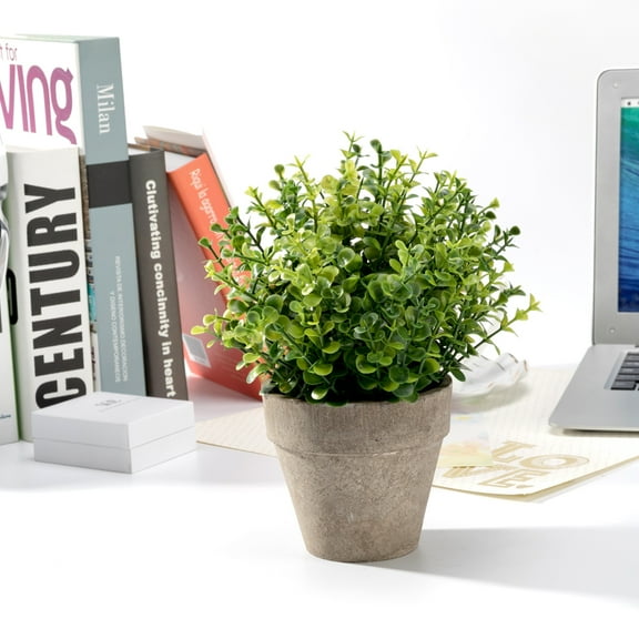 K-Cliffs Mini Faux Topiary Potted Plant 9" for Home Decor, Makes a great gift