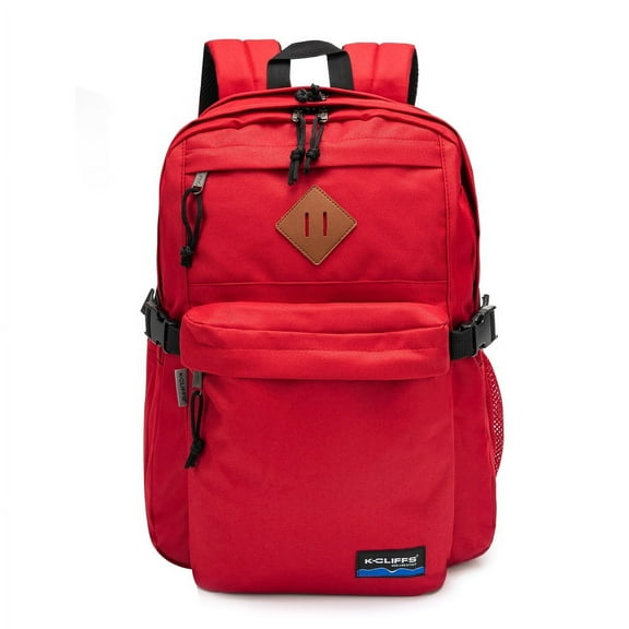 K-Cliffs Multi-Compartment School Backpack w/Laptop Sleeve, Bottle Holder, and Padded Straps, Unisex, Teen-Adults, Color Red