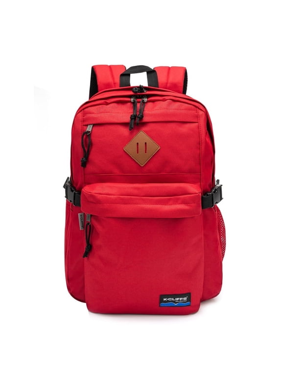Multi-Compartment School Backpack w/Laptop Sleeve, Bottle Holder, and Padded Straps, Unisex, Teen-Adults, Color Red