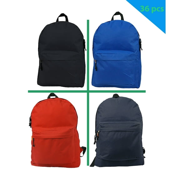 K-Cliffs Pack of 36 pc School Backpack Classic 18" Multi-Color with Curved Shoulder Straps, Unisex, Teen-Adult