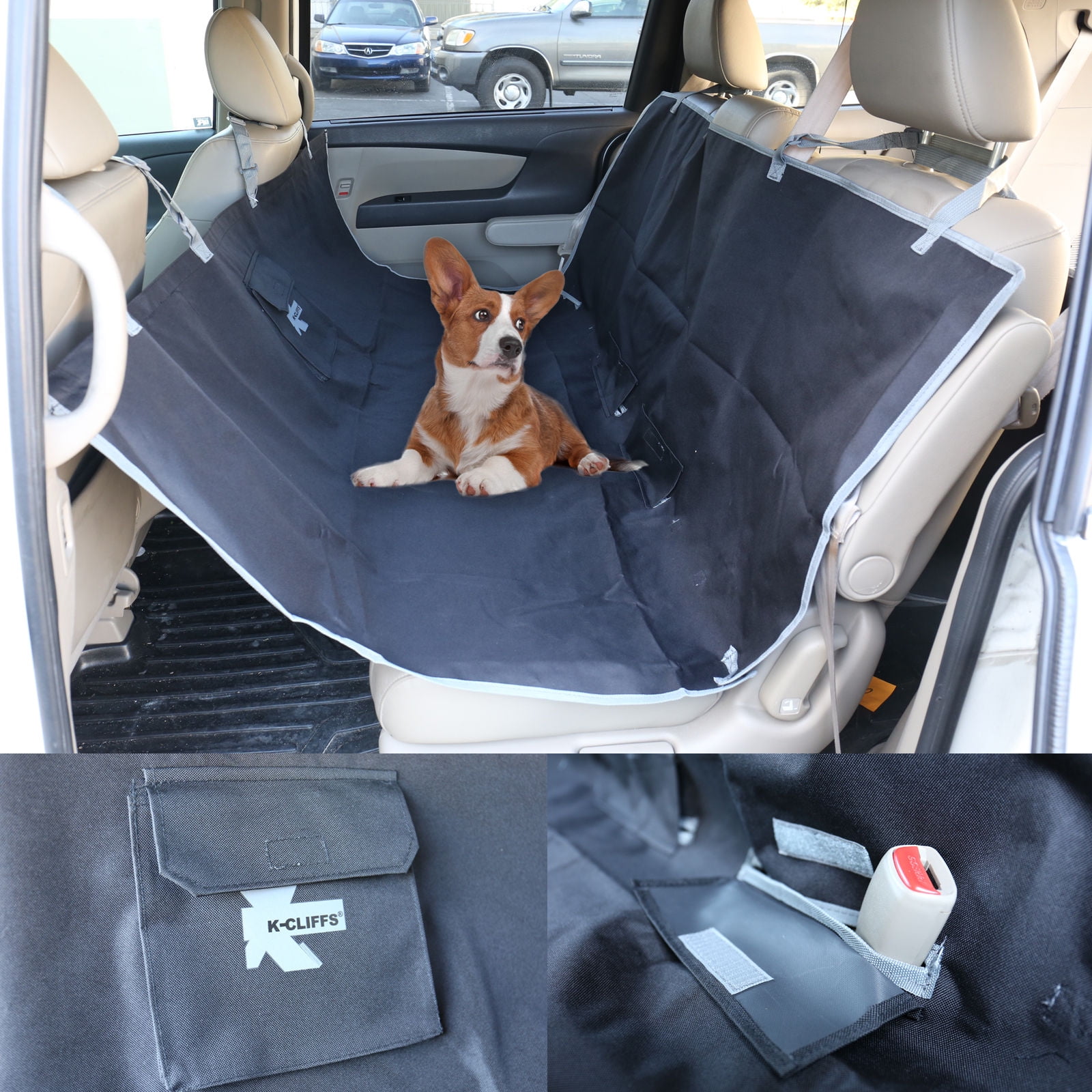 BDK TravelDog WaterProof Car Seat Cover Protector with Floor Mat for Pets,  Black Oxford Hammock