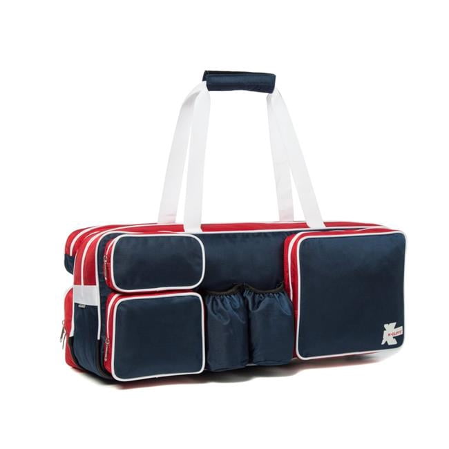 K-Cliffs RT124-navy-white Extra Large Tennis Racket Bag with Deluxe Ballistic Nylon, Shoe Compartment, Navy & White
