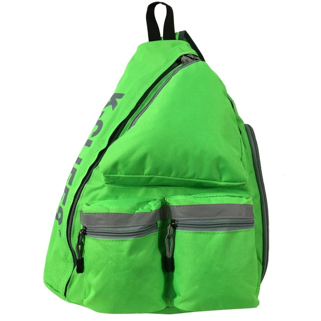 K-Cliffs Reflective Sling Backpack Bright Color Safety Cross Body Bag Student Daypack Bookbag Green