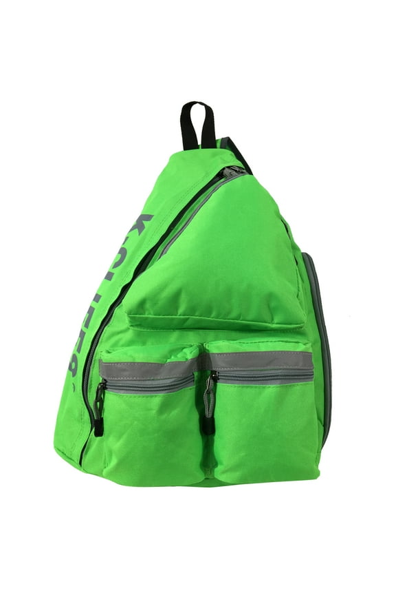 Reflective Sling Backpack Bright Color Safety Cross Body Bag Student Daypack Bookbag Green