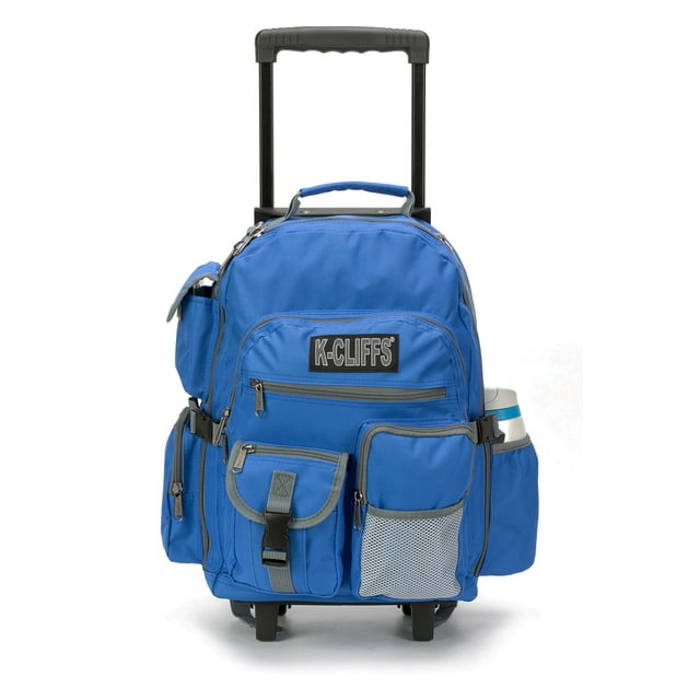 K-Cliffs Rolling Heavy Duty School Backpack with Wheels  Daypack multiple Pockets Royal
