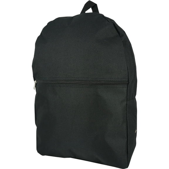 K-Cliffs Simple Unisex 17" School Student Backpack, Polyester, Black
