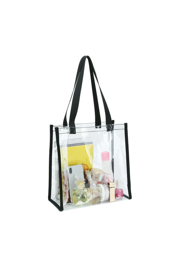 Stadium Approved Clear PVC Open Tote Transparent Tote Bag, Unisex, 12"L x 12"H x 6"W.