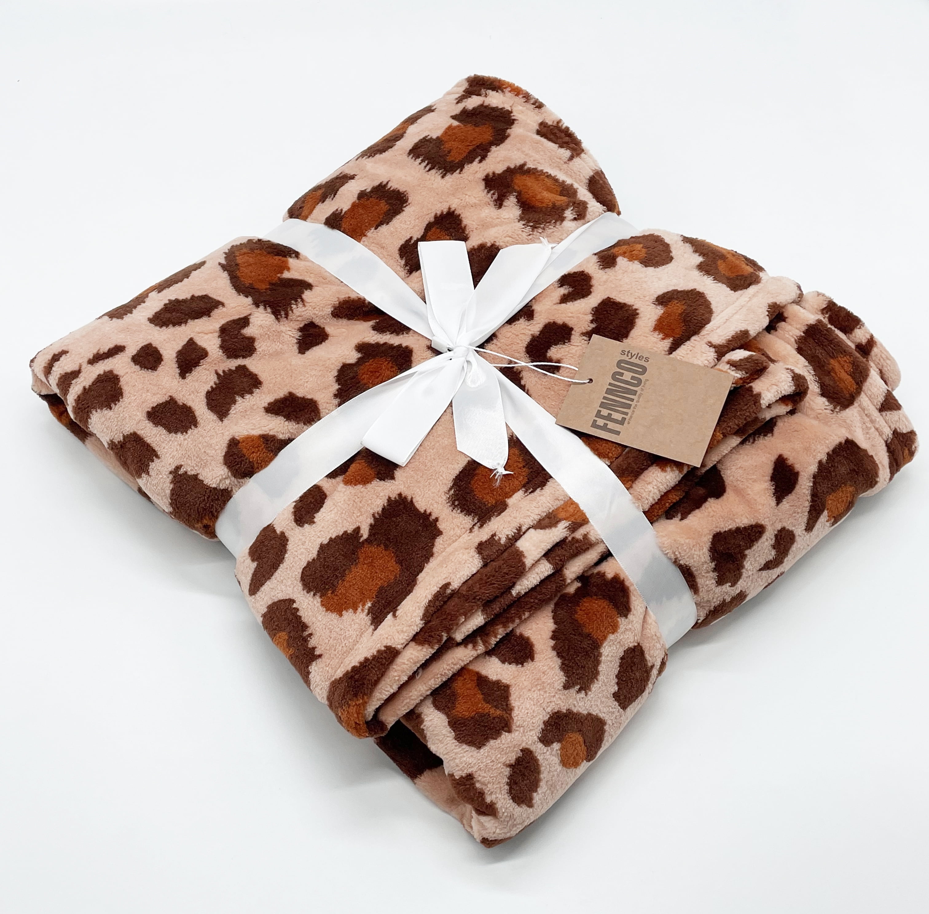 KCliffs Super Soft Brown Cheetah Print Fleece Throw Blanket 50" W x 60