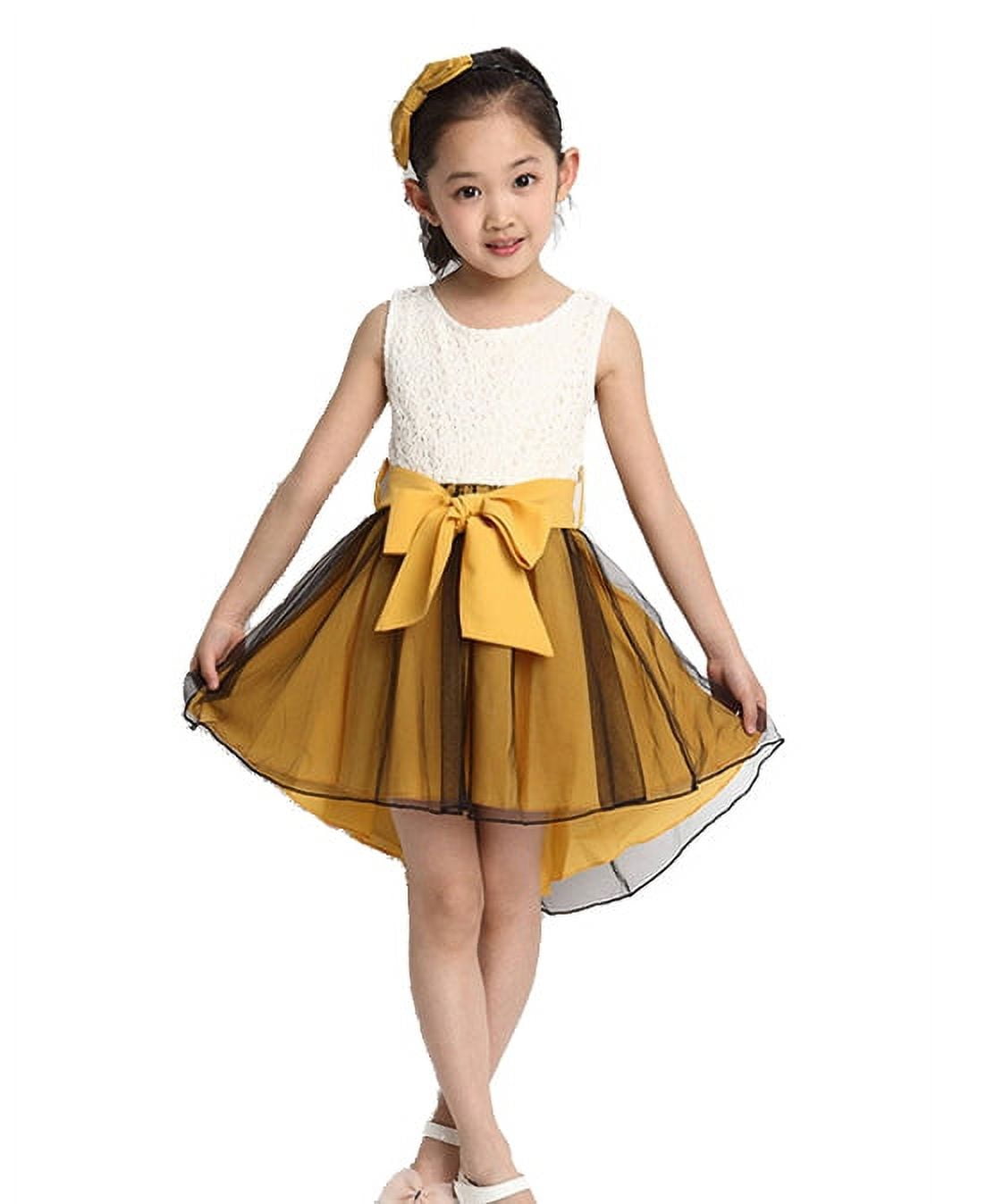 K-Cliffs Toddler/Girls High-Low Hem Lace Dress - Tulle Bottom - Walmart.com