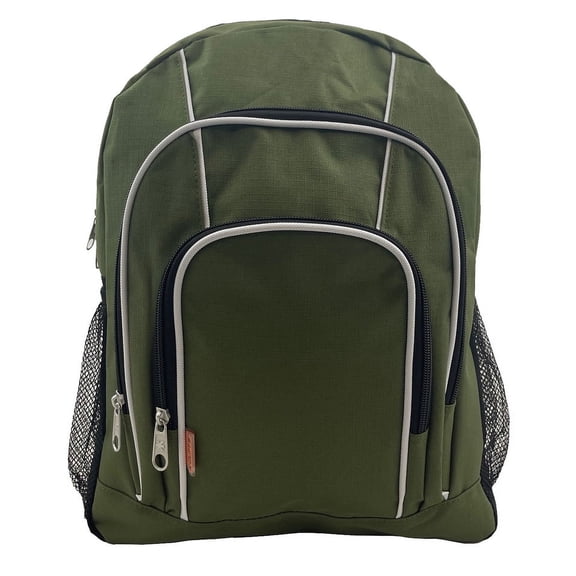K-Cliffs Unisex 16" Rip-Stop Multi Pocket Backpack School Bag, Olive Green