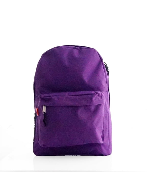 Unisex 18" Padded Shoulder Straps School Backpack in Purple, Polyester
