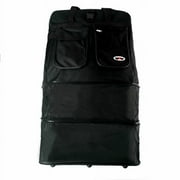 K-Cliffs Unisex 36 Inch Black Multi Tiered Collapsible Expandable Wheeled Travel Cargo Duffle Bag with Zippered Pockets