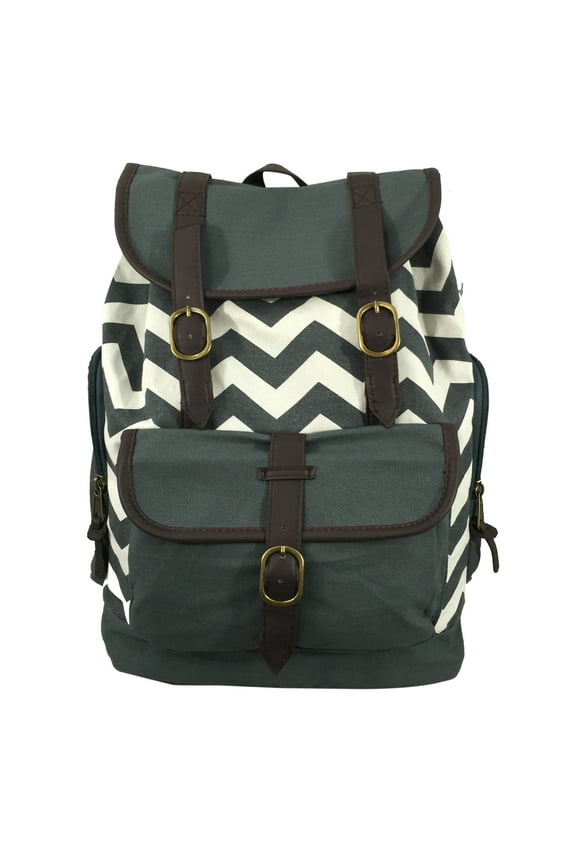 Unisex Canvas Bookbag, Daypack Casual College Bag Fit 15 inch Laptop MacBook Chrome Book Ipad Travel Bag Grey Chevron,Teen-Adult