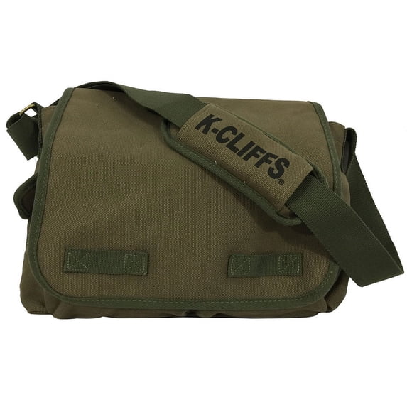 K-Cliffs Unisex Canvas Messenger Bag - Vintage Military Cross Shoulder - Army Green