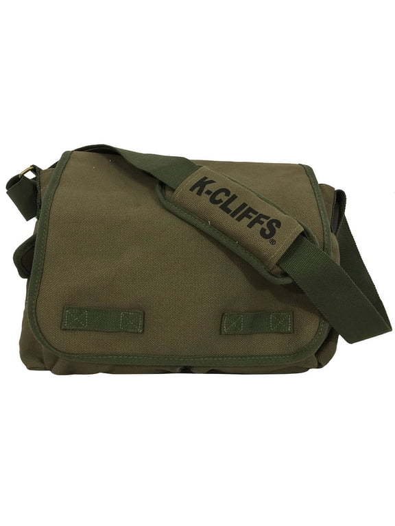 Unisex Canvas Messenger Bag - Vintage Military Cross Shoulder - Army Green
