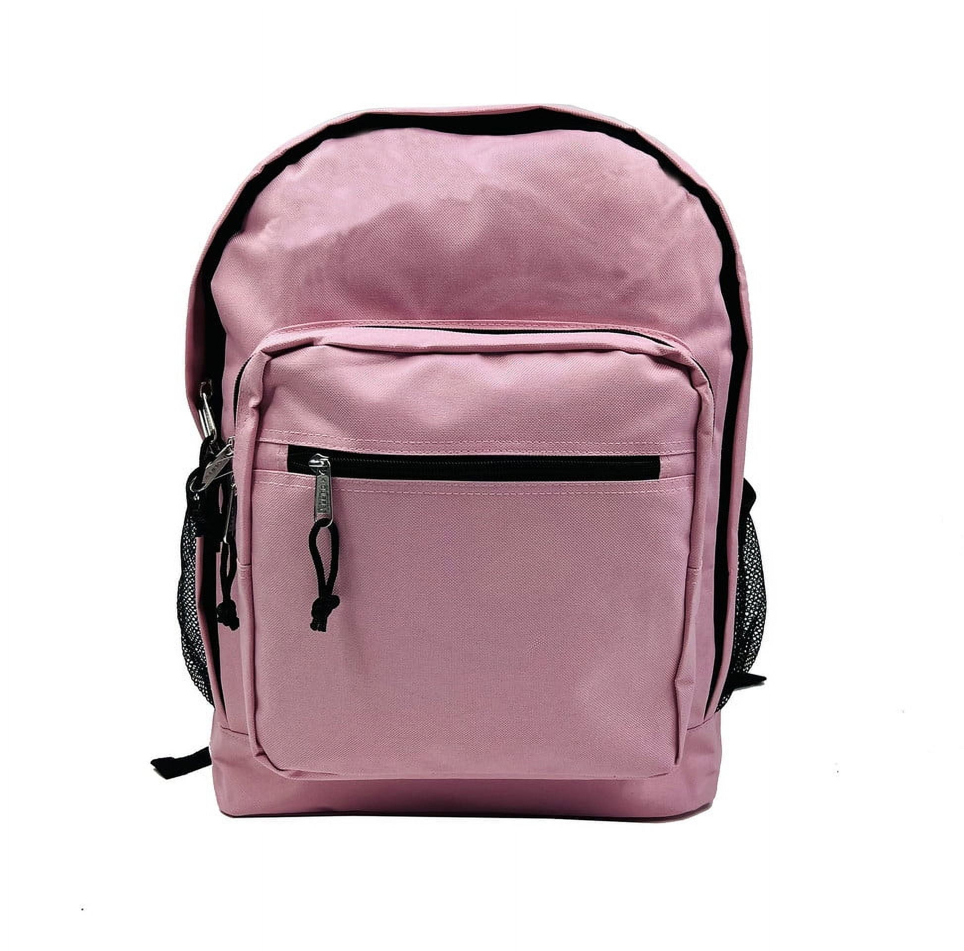 K-Cliffs Unisex Classic Lightweight Durable Multi Pocket 17" School Backpack   Pink, 100% Polyester, Teen-Adult