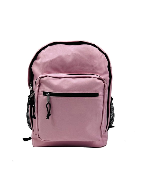 Unisex Classic Lightweight Durable Multi Pocket 17" School Backpack Pink, 100% Polyester, Teen-Adult