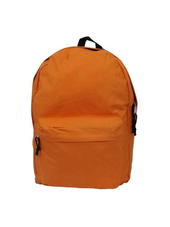 Unisex Classic School Backpack 18" with Curved Shoulder Straps, Orange, Polyester