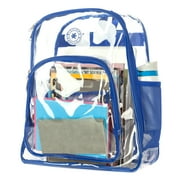 K-Cliffs Unisex Clear Transparent PVC 17" School Backpack in Royal, Teen-Adult